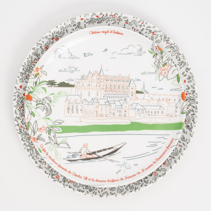 Large melamine dinner plate - The Loire Valley castles - Ø 24 cm