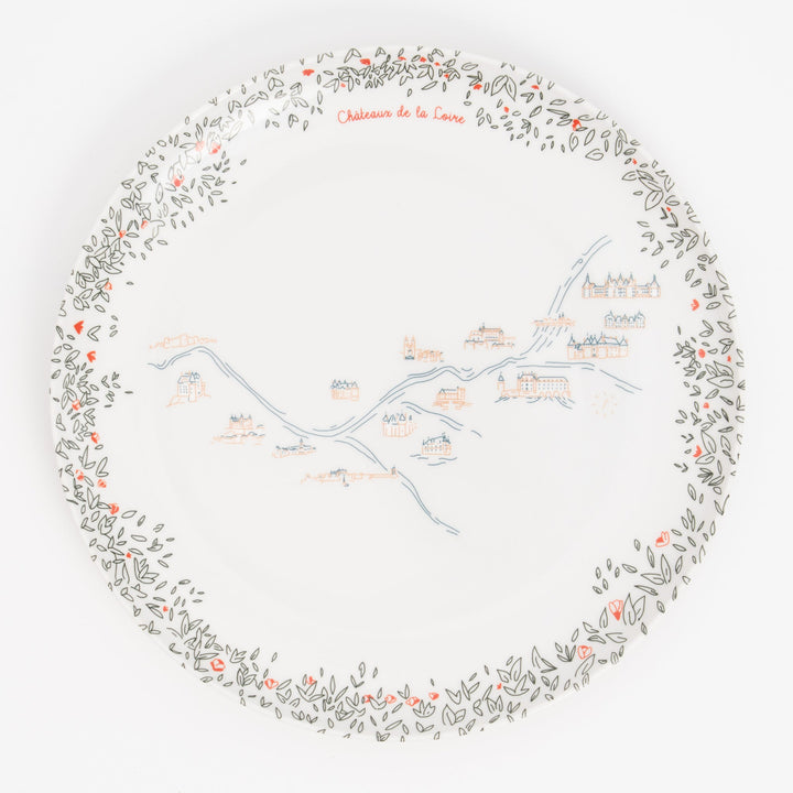 Grande assiette plate en mélamine - Les châteaux de la Loire - Ø 24 cm