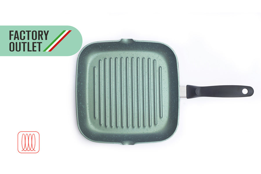 Poêle à griller antiadhésive 26x26 cm Dr.Green® Induction Prix d'usine Grills Risoli
