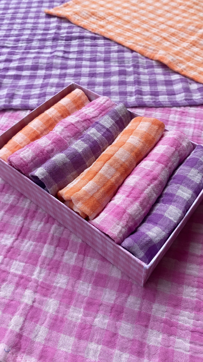 Box of 6 fabric napkins, Petite Sunset model, made in France