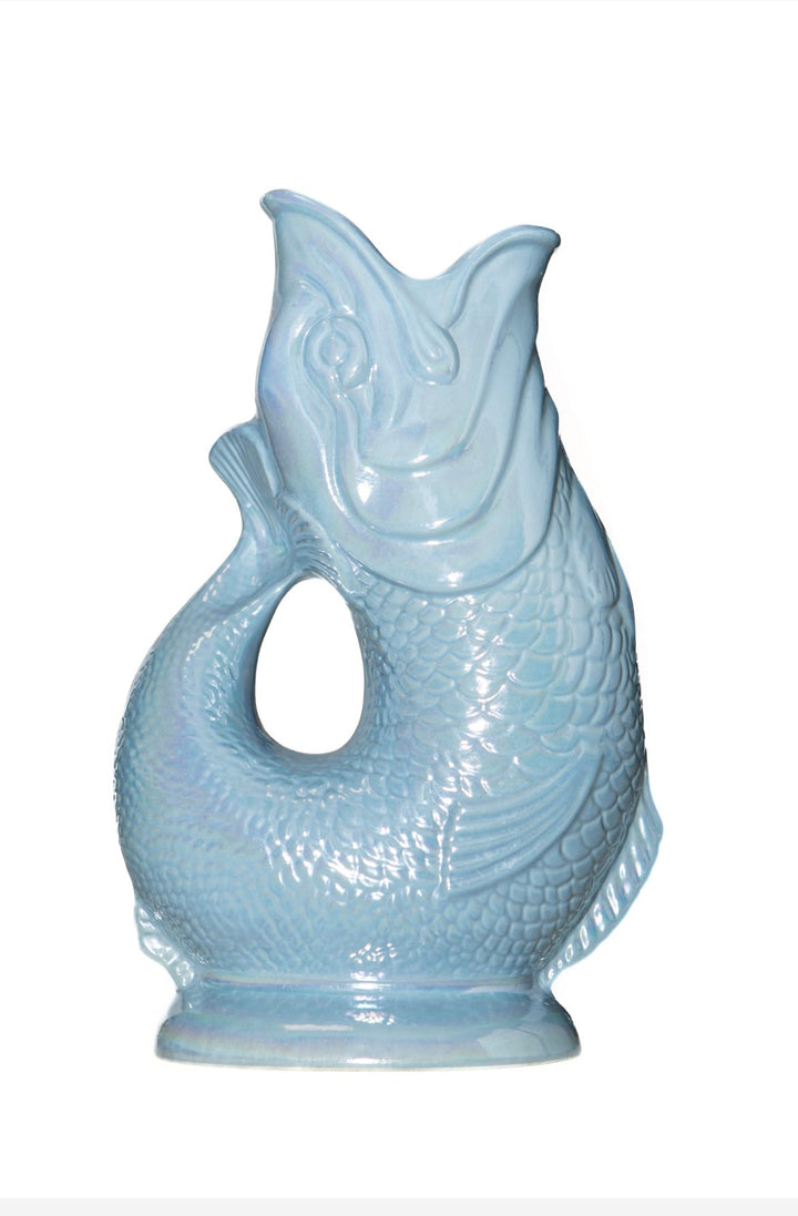 Autenthique Carafe Poisson Gluggle jug | Bleu ciel irisé