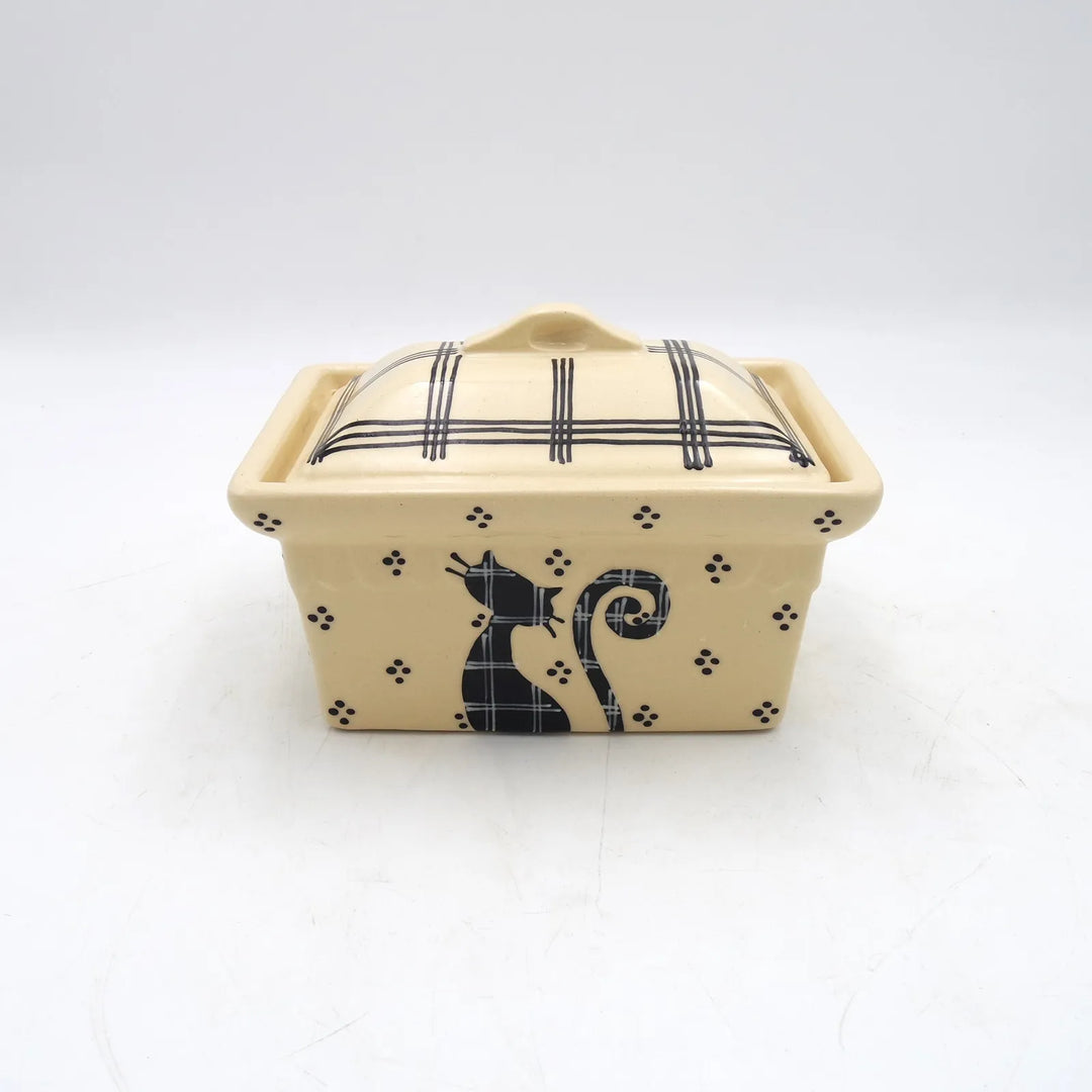 Rectangular black cat terrine