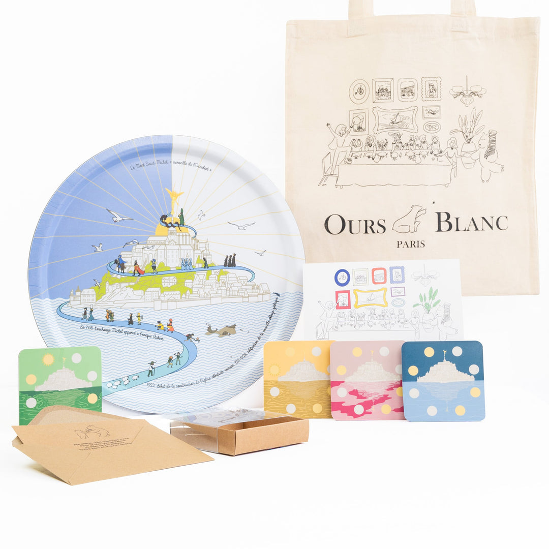 Ensemble complet Le Mont Saint-Michel - Plateau & dessous de verre