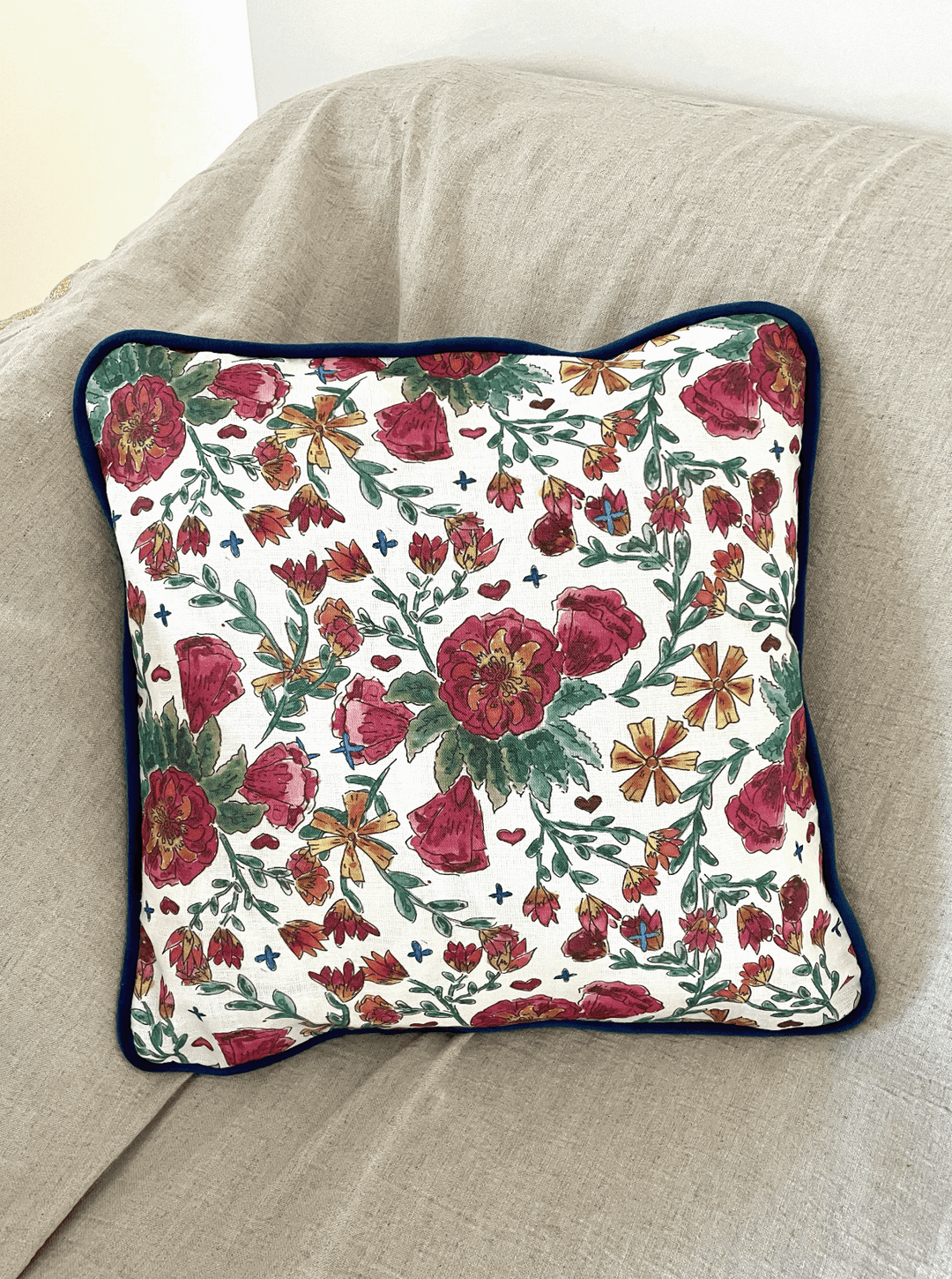 Housse de coussin mat - Fleurs russes - Fond blanc