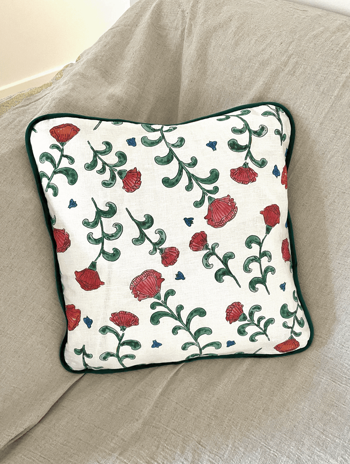 Housse de coussin mat - Fleurs anglaises - Fond blanc Housses de coussins Maison Datcha