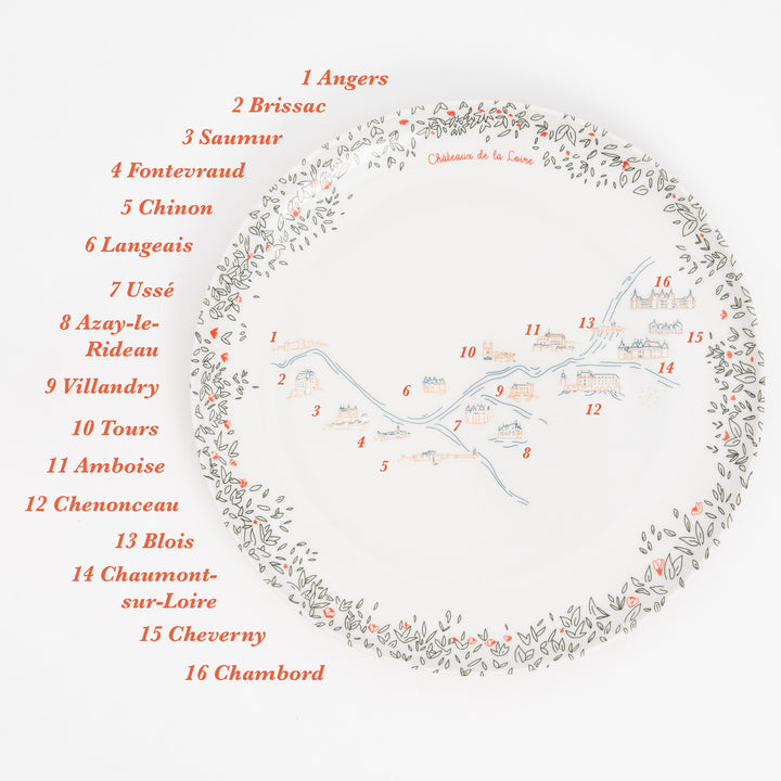 Grande assiette plate en mélamine - Les châteaux de la Loire - Ø 24 cm