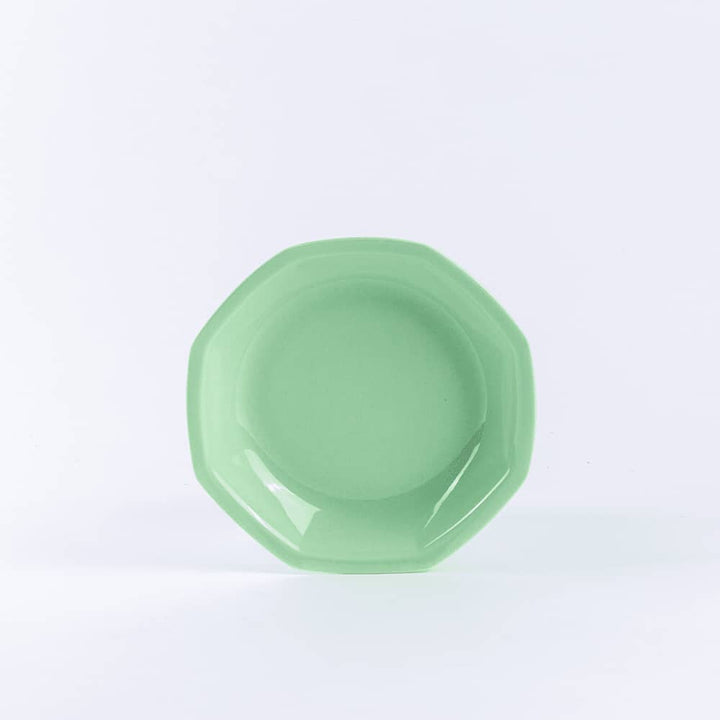 L'assiette creuse en porcelaine octogonale - Vert amande