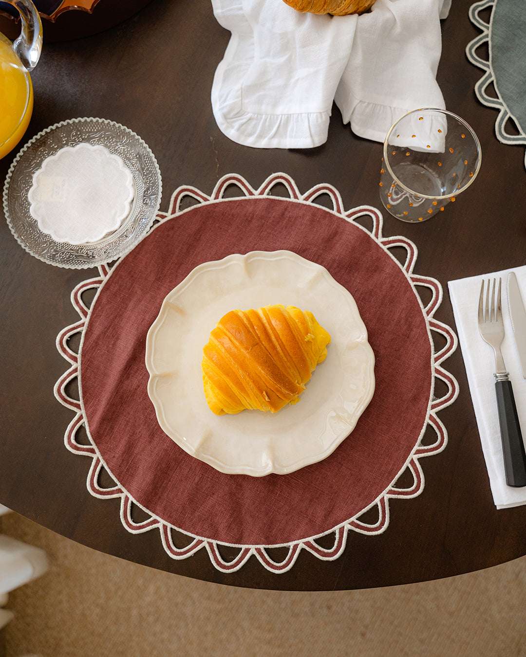 Set de table Halo, bordeaux et écru Sets de table Mariaida Home