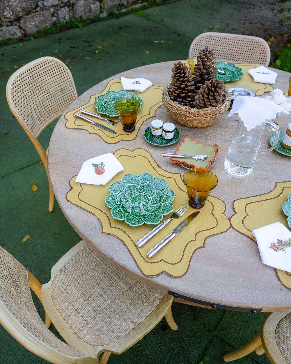 Set de table Brisa, Moutarde et feston marron Sets de table Mariaida Home
