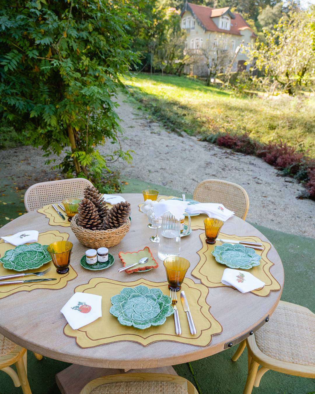 Set de table Brisa, Moutarde et feston marron Sets de table Mariaida Home