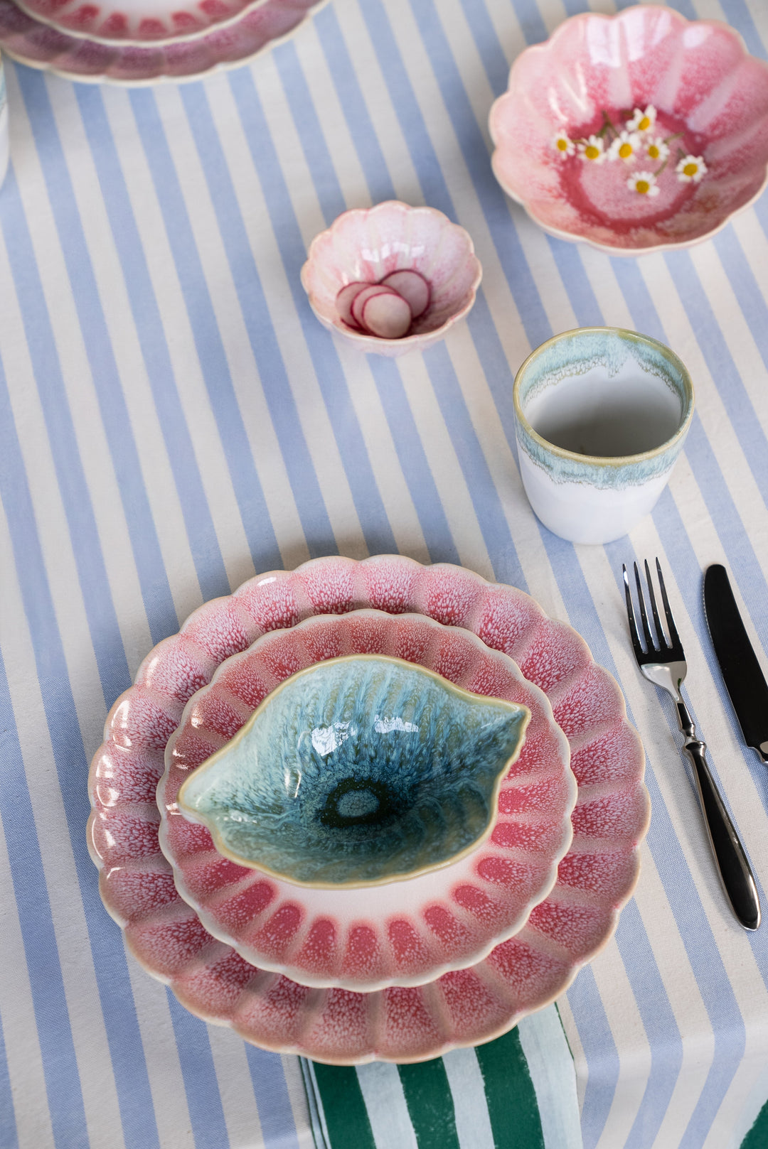 Handmade Portuguese Celadon Beach Ceramic Shell Bowl