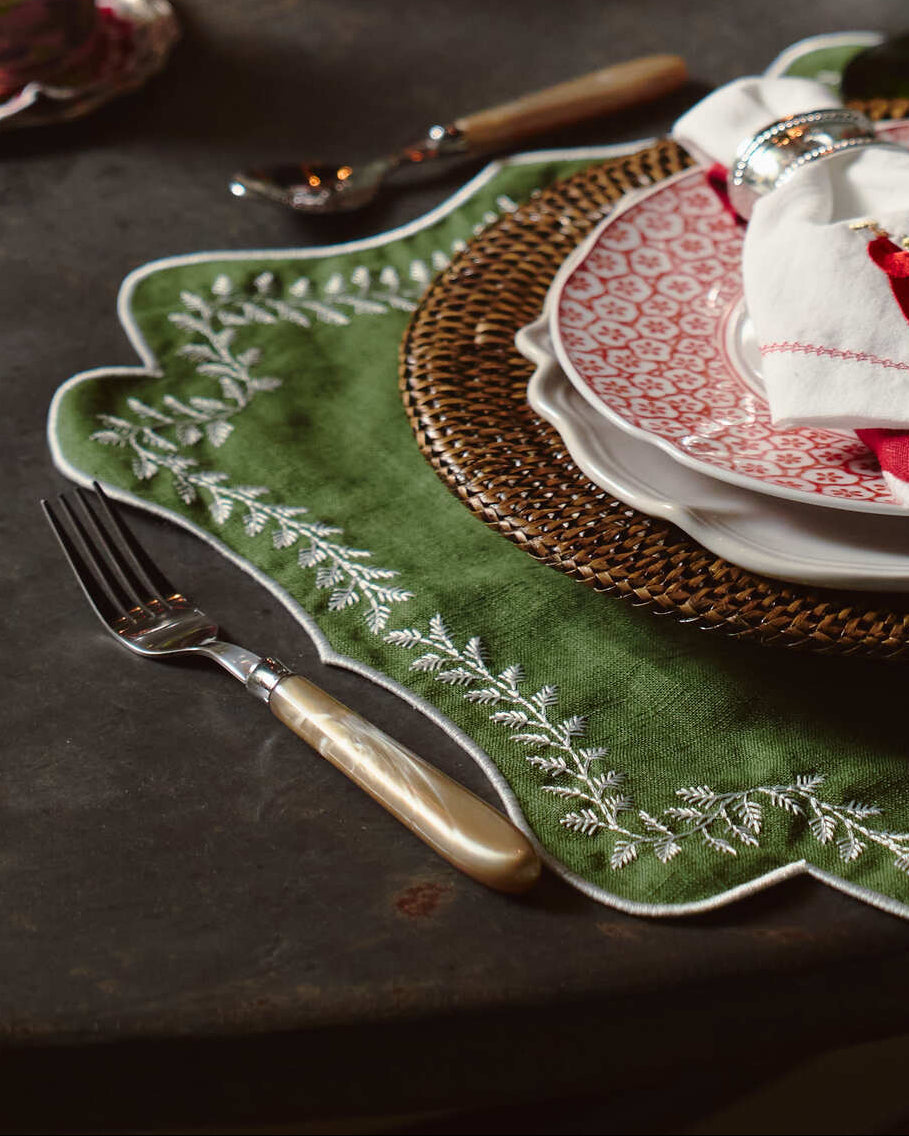 Set de table Folhagem Vert et Blanc