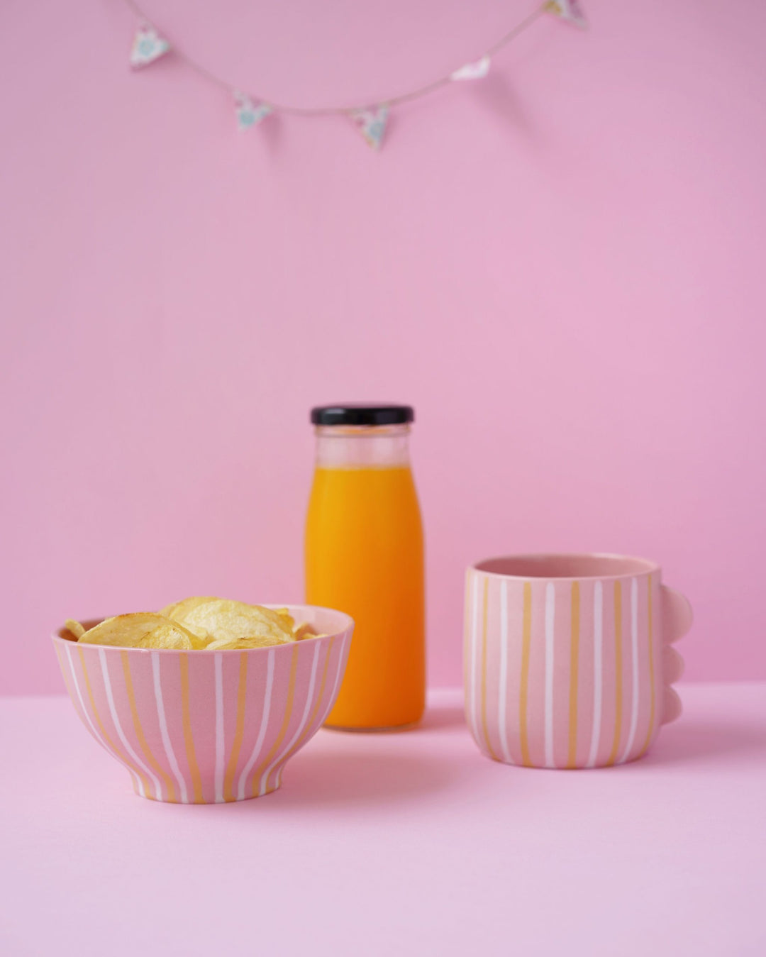 Mug "Pink Striped Dino" Mugs Textura Ceramics