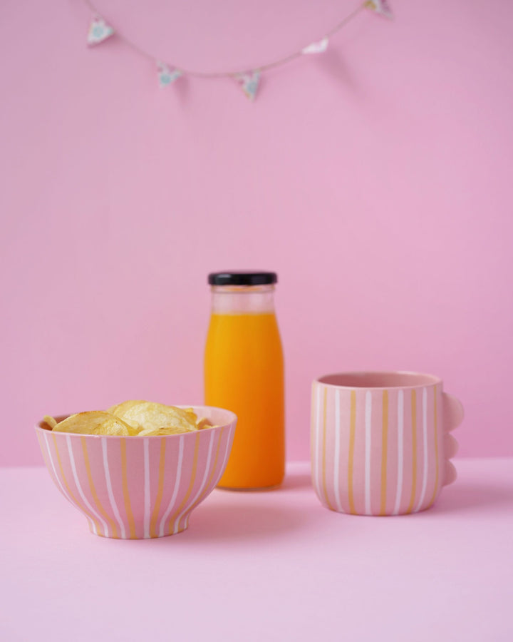 Mug "Pink Striped Dino" Mugs Textura Ceramics