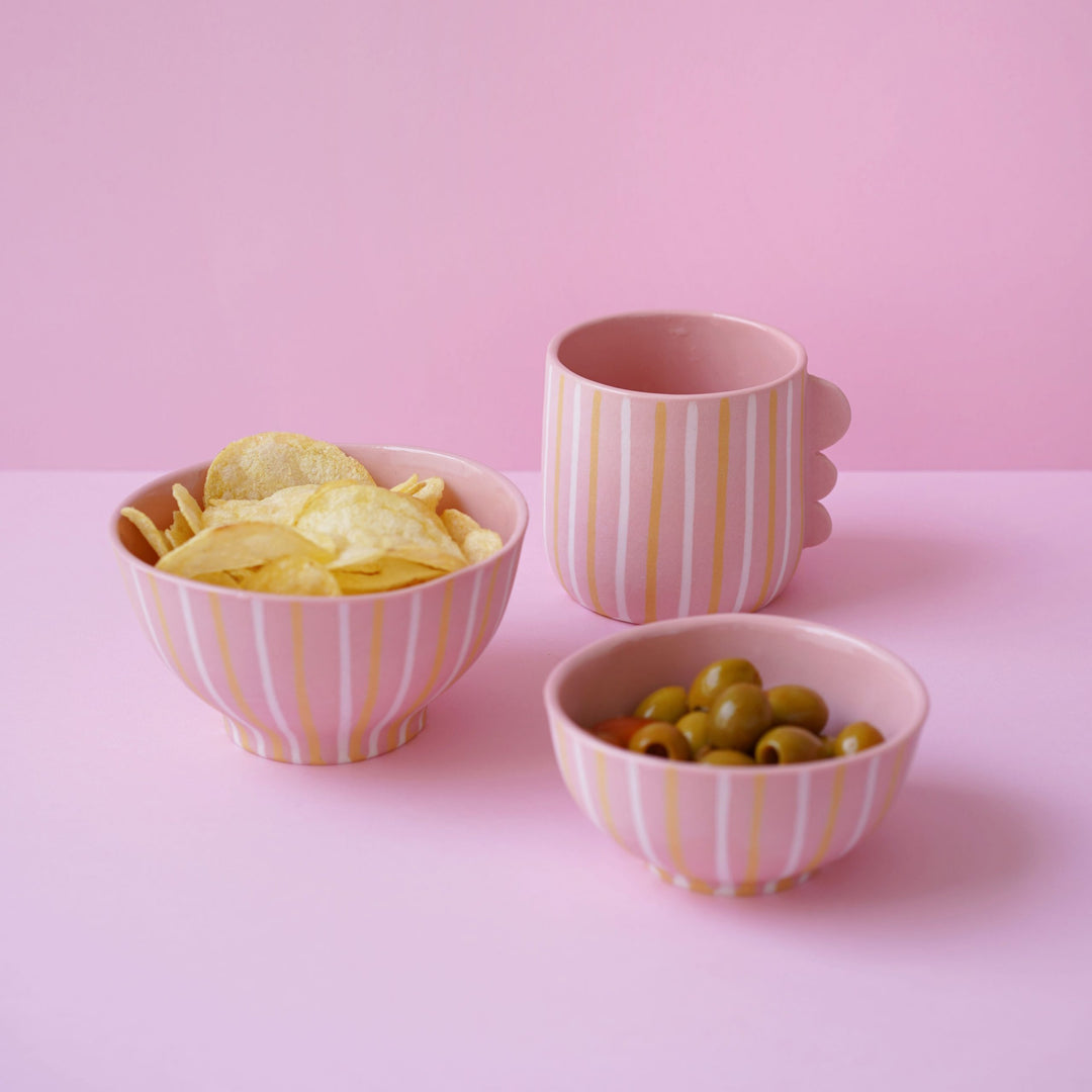 Mug "Pink Striped Dino" Mugs Textura Ceramics