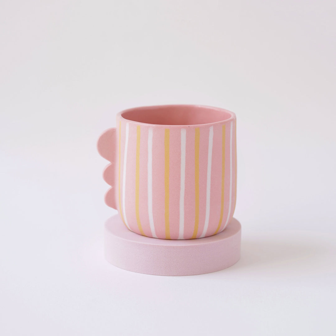 Mug "Pink Striped Dino" Mugs Textura Ceramics