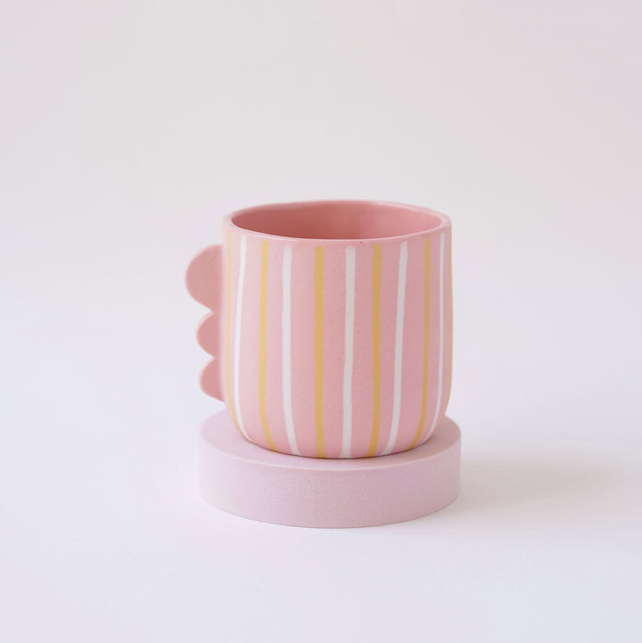 Mug "Pink Striped Dino" Mugs Textura Ceramics