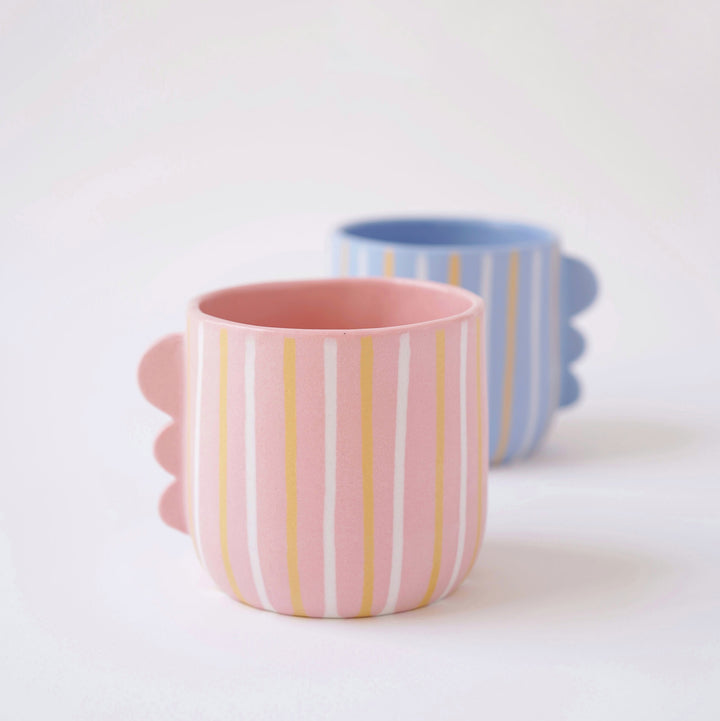 Mug "Pink Striped Dino" Mugs Textura Ceramics