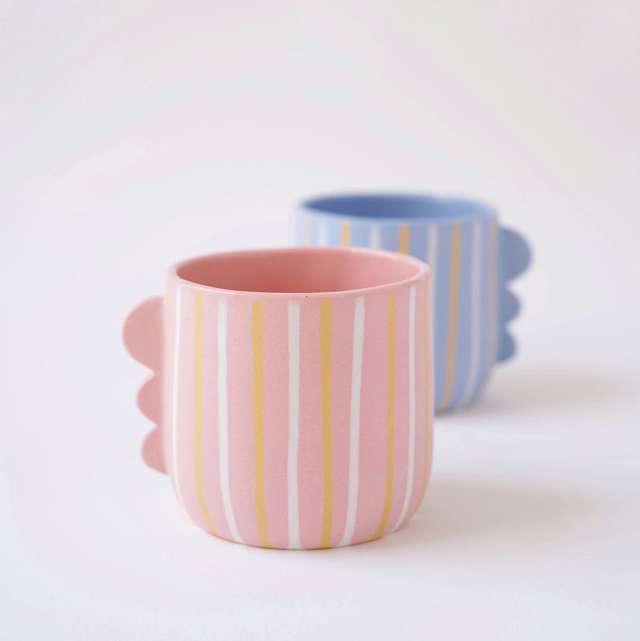 Mug "Pink Striped Dino" Mugs Textura Ceramics