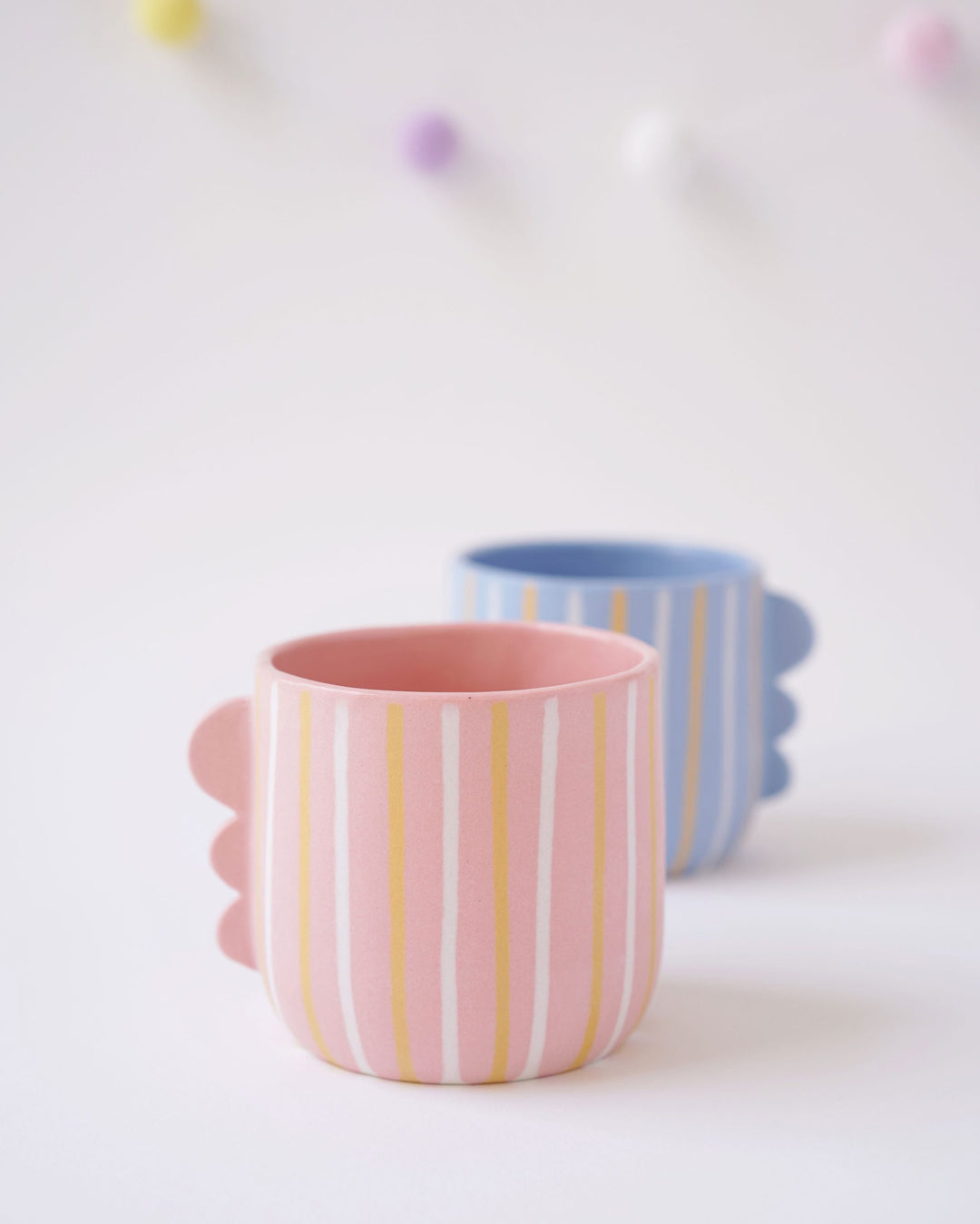 Mug "Pink Striped Dino" Mugs Textura Ceramics