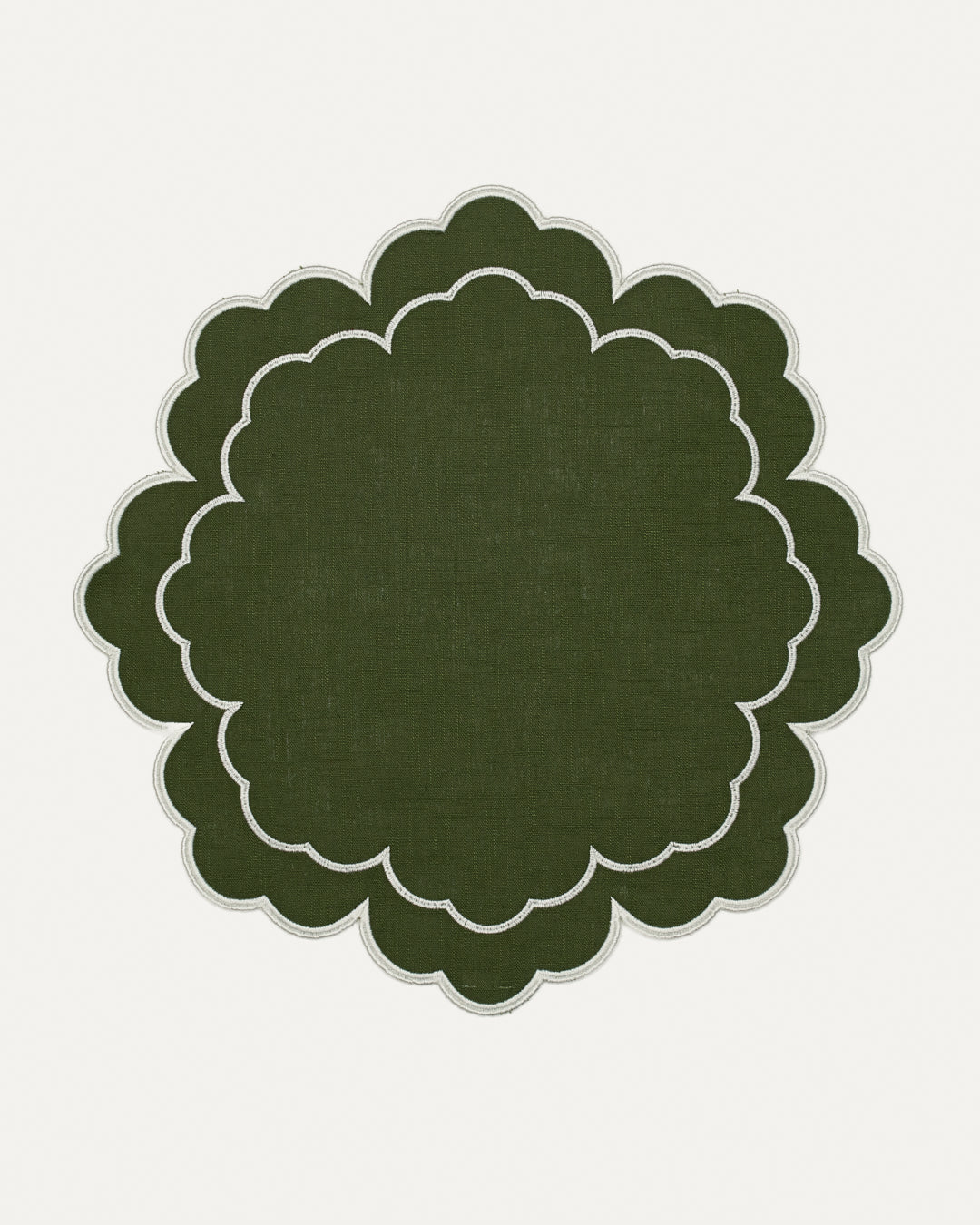 Set de table Íris, Vert et feston Blanc