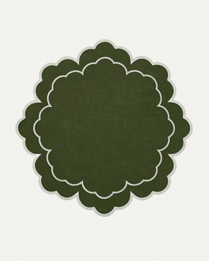 Set de table Íris, Vert et feston Blanc