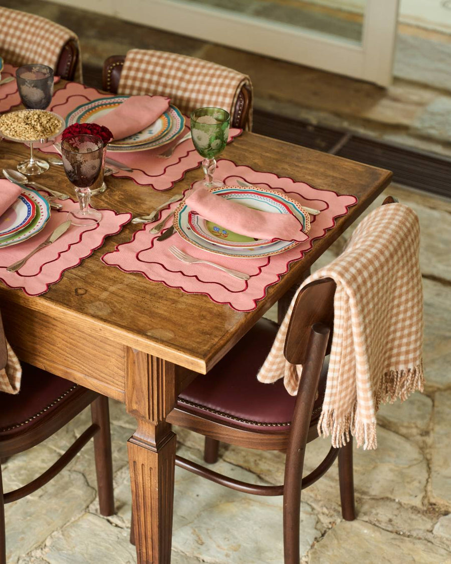 Set de table Ondulado, Saumon et feston rouge Sets de table Mariaida Home