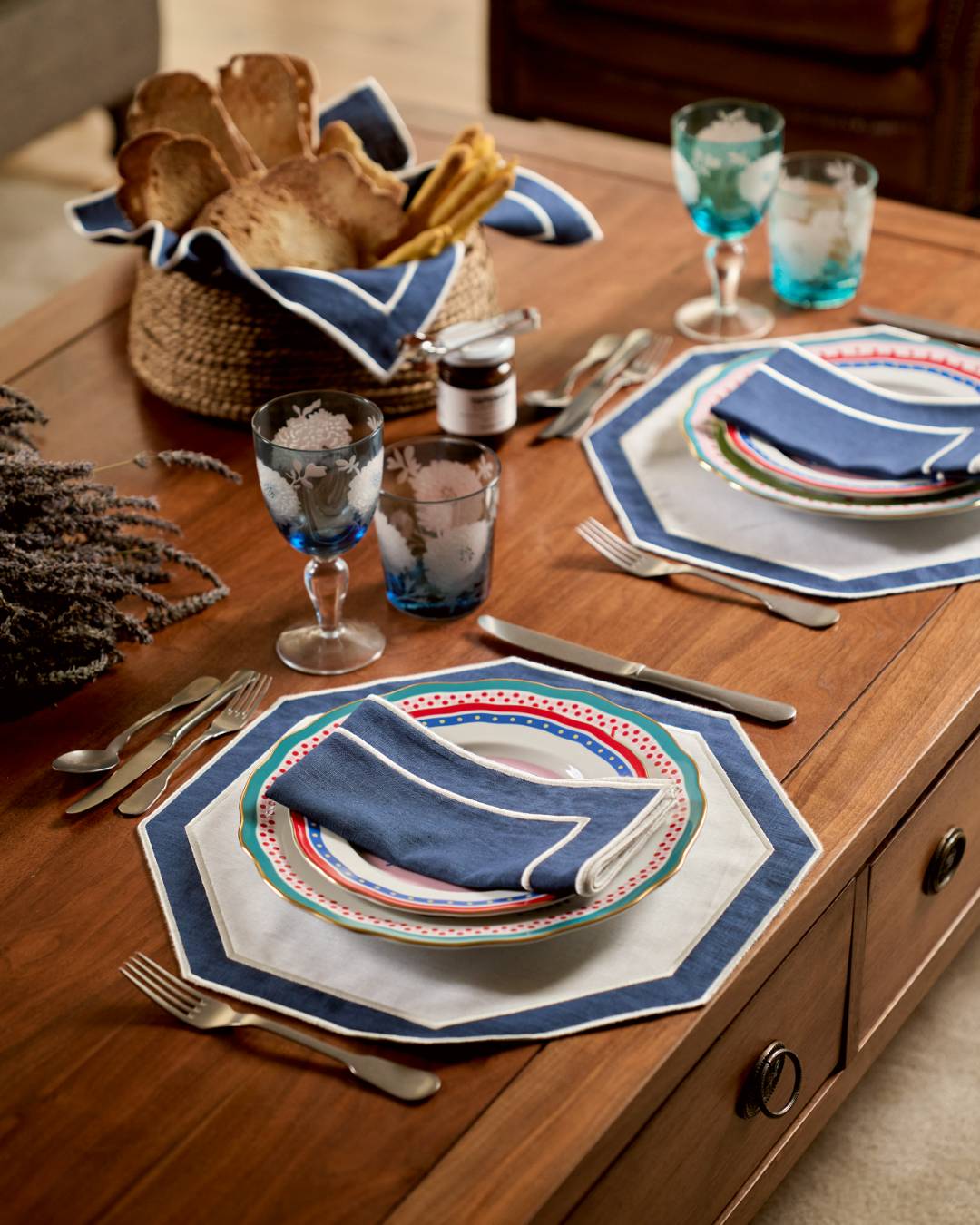 Set de table Douro Bleu et Blanc réversible Sets de table Mariaida Home