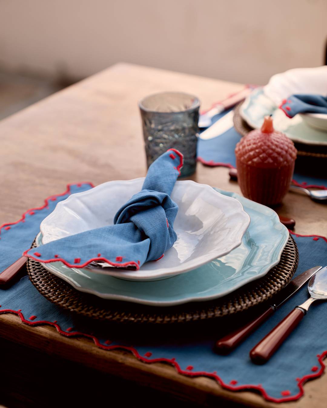 Set de table Porto, Bleu et Rouge Sets de table Mariaida Home