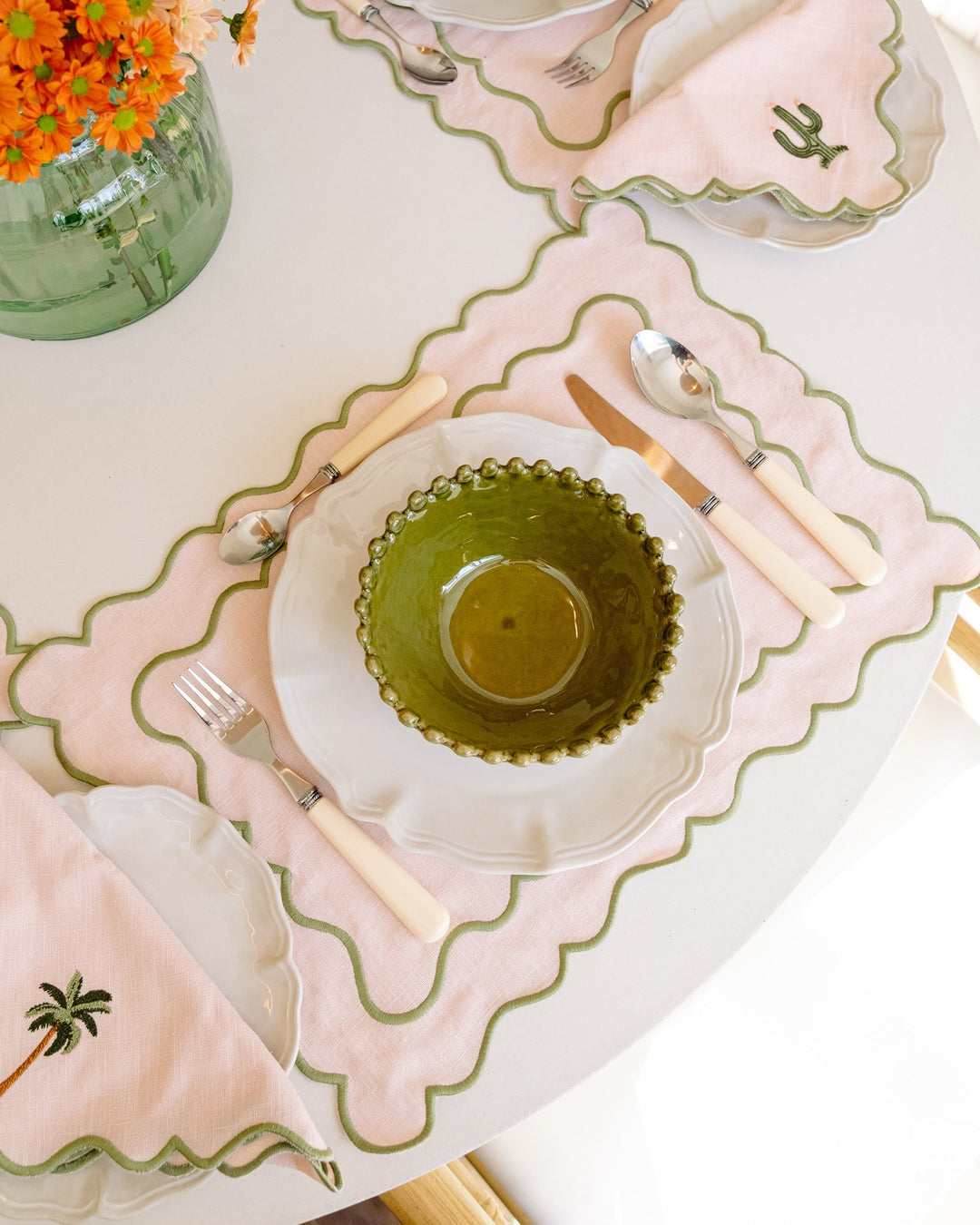 Set de table Ondulato, rose et vert Sets de table Mariaida Home