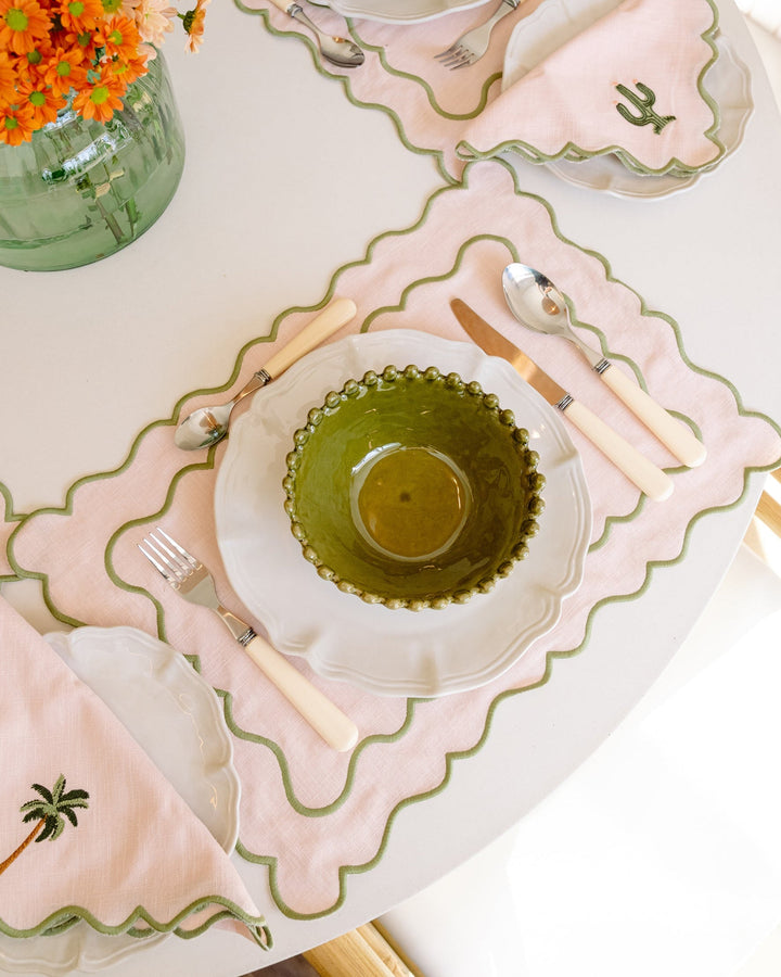 Set de table Ondulato, rose et vert Sets de table Mariaida Home