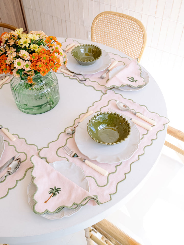 Set de table Ondulato, rose et vert Sets de table Mariaida Home