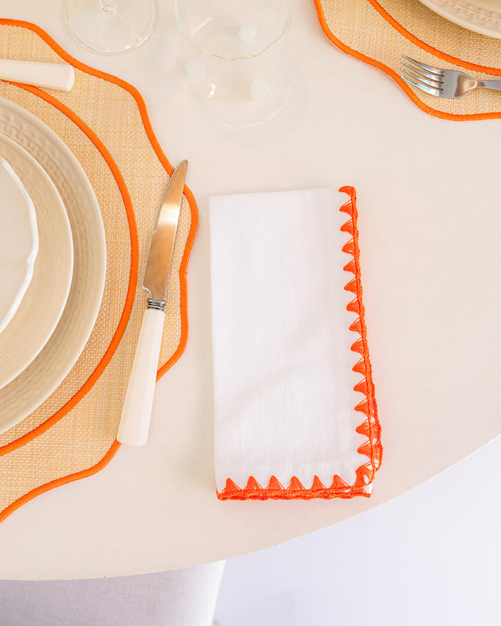 Set de table Orla en raphia avec feston orange Sets de table Mariaida Home