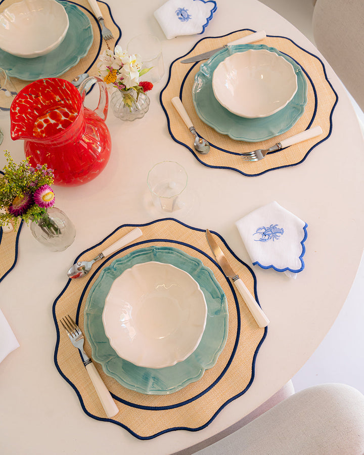 Set de table Orla en raphia avec feston bleu marine Sets de table Mariaida Home