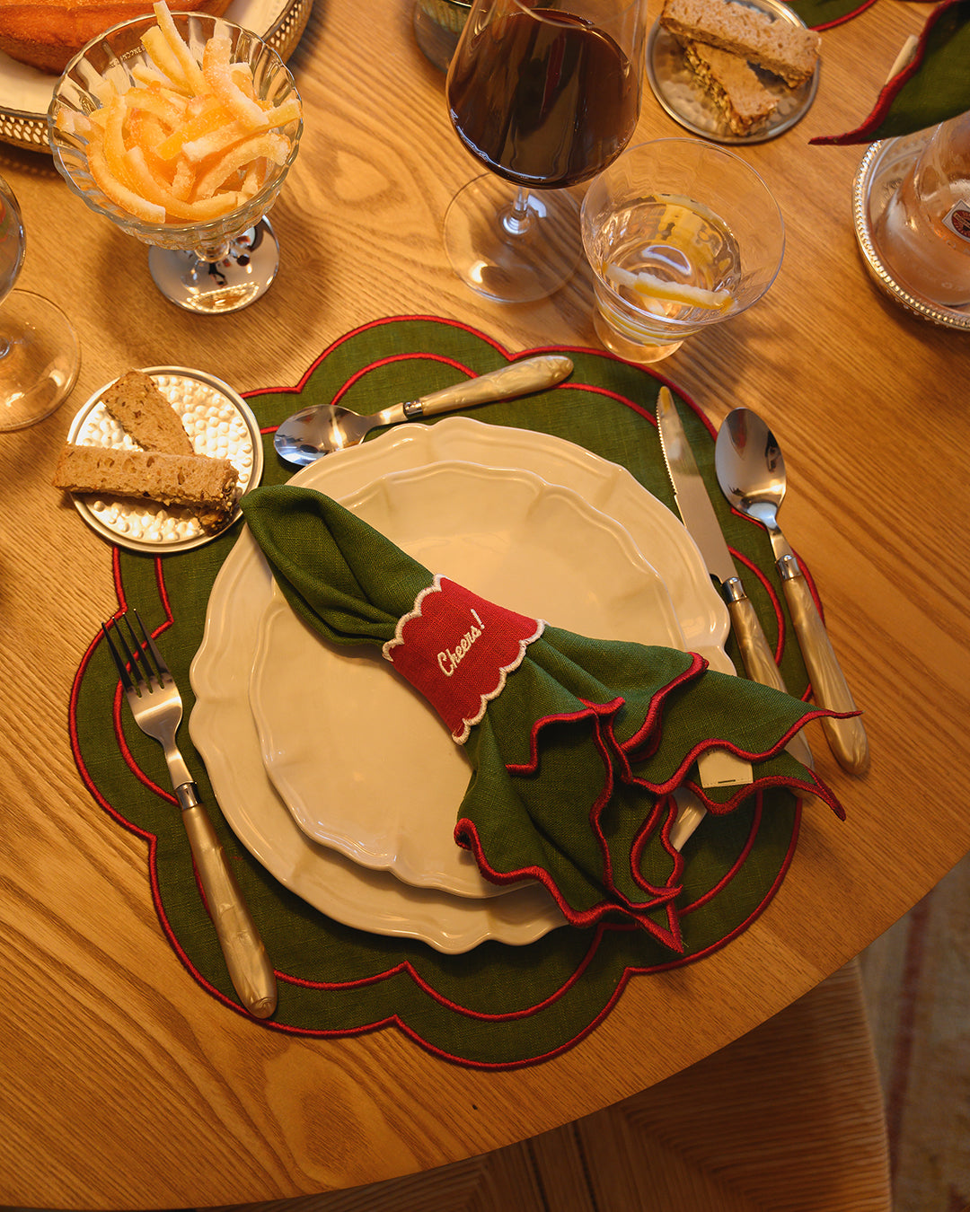 Set de table Dália, Vert et Bordeaux