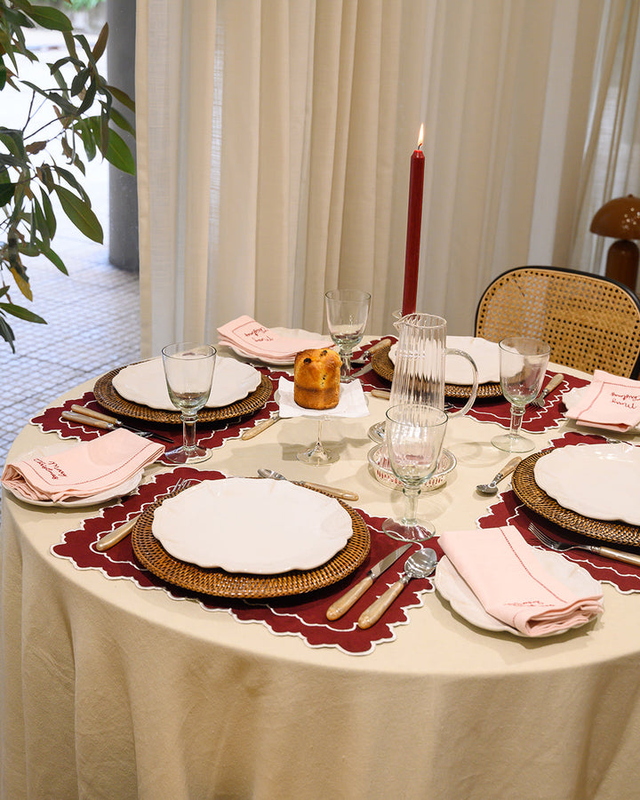 Set de table Esmeralda, Bordeaux et Blanc