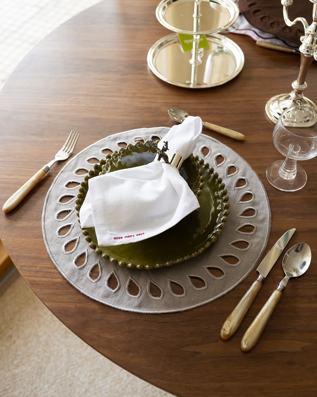 Set de table Viseu, gris sur gris