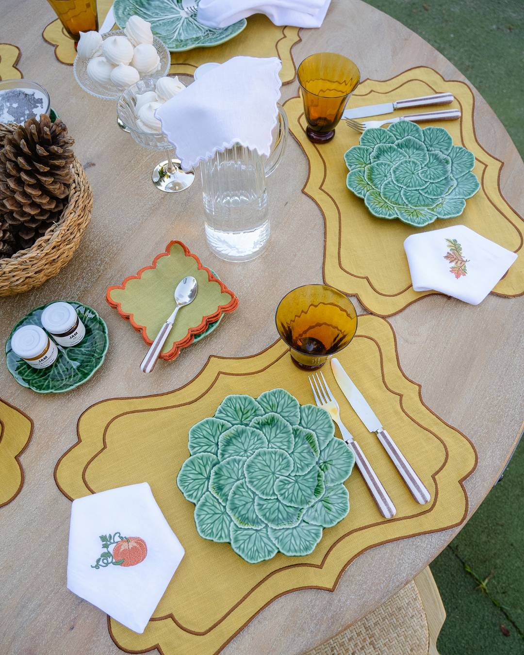 Set de table Brisa, Moutarde et feston marron Sets de table Mariaida Home