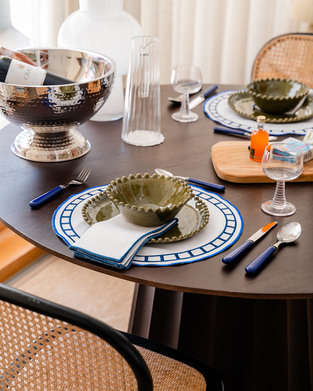 Set de table Marim, Blanc et bleu