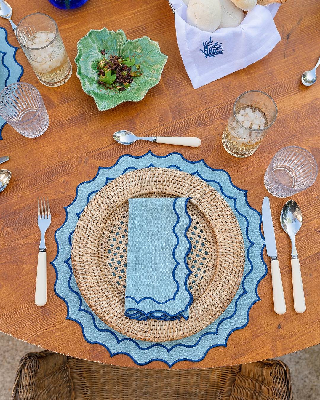 Set de table Navy, bleu ciel et bleu marine