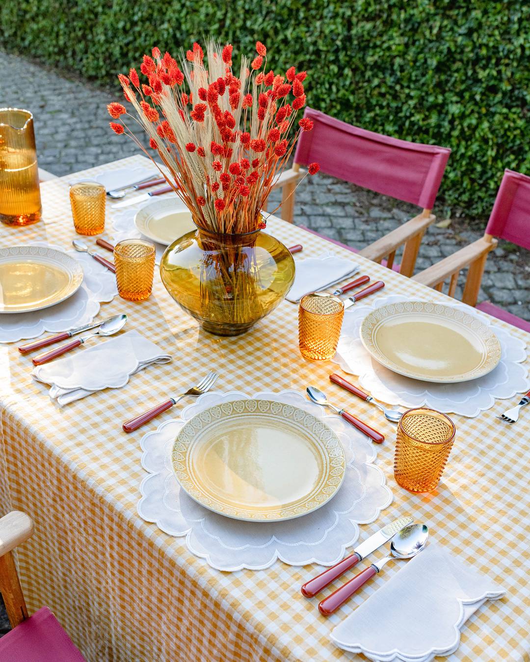 Set de table Iris, beige et blanc