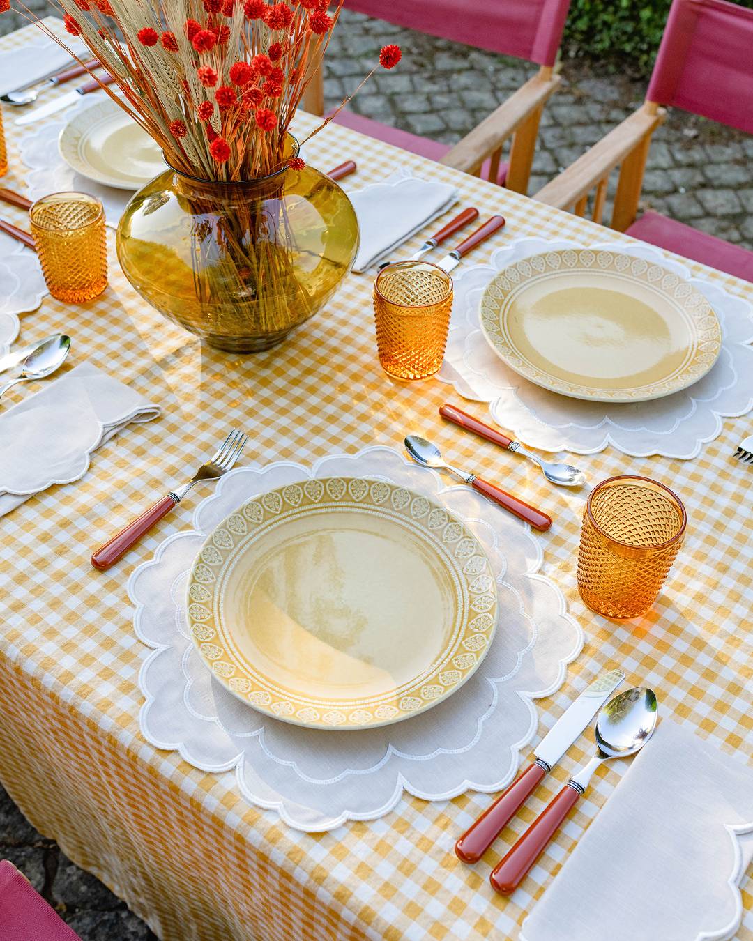 Set de table Iris, beige et blanc