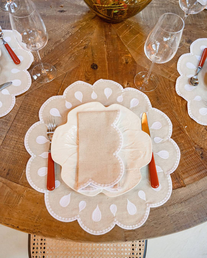 Set de table Gotas, beige et blanc