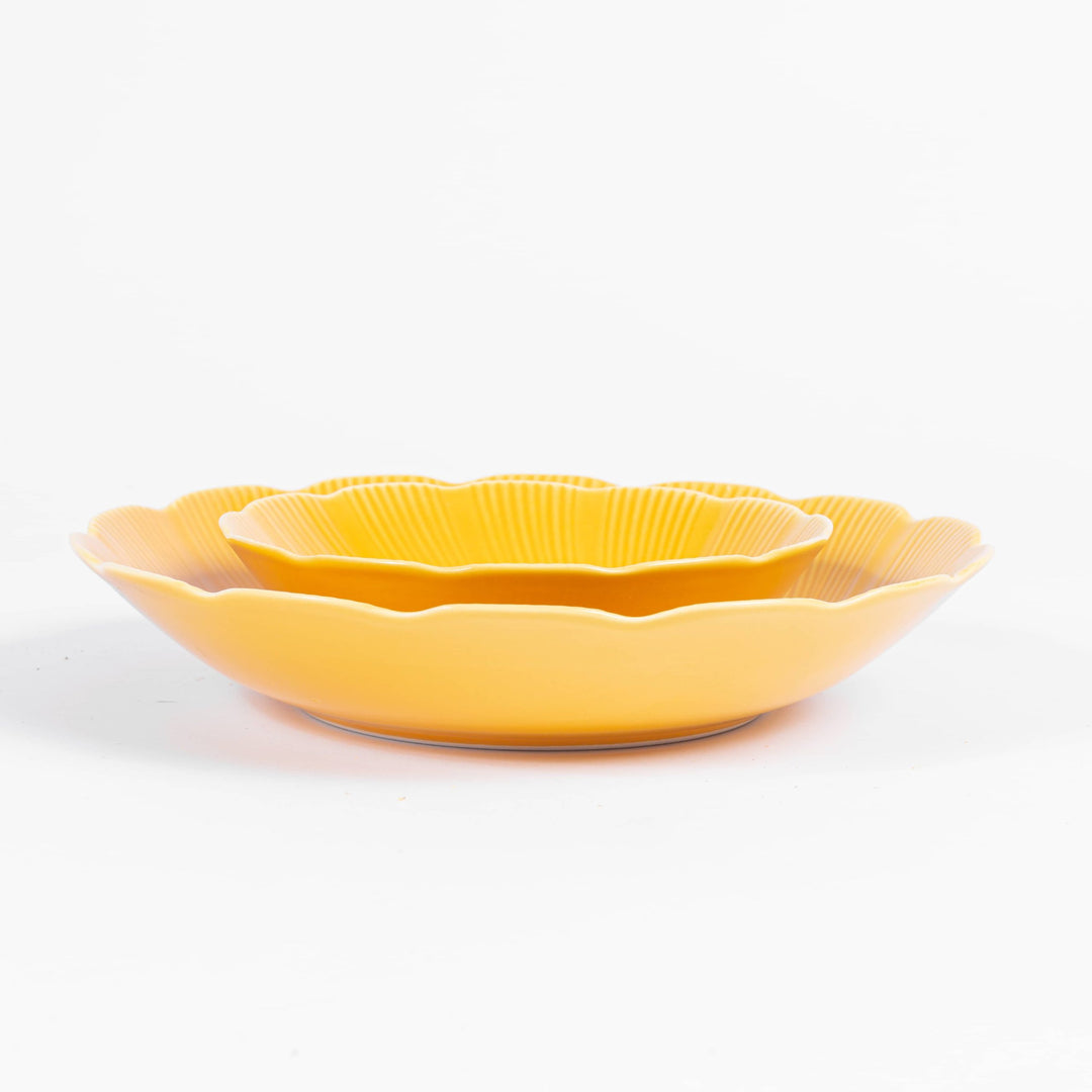 L'assiette creuse en porcelaine Tahiti - Jaune