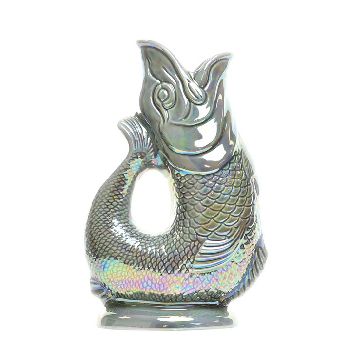 Authentic Fish Gluggle Jug | Gluggle jug | Iridescent dark grey