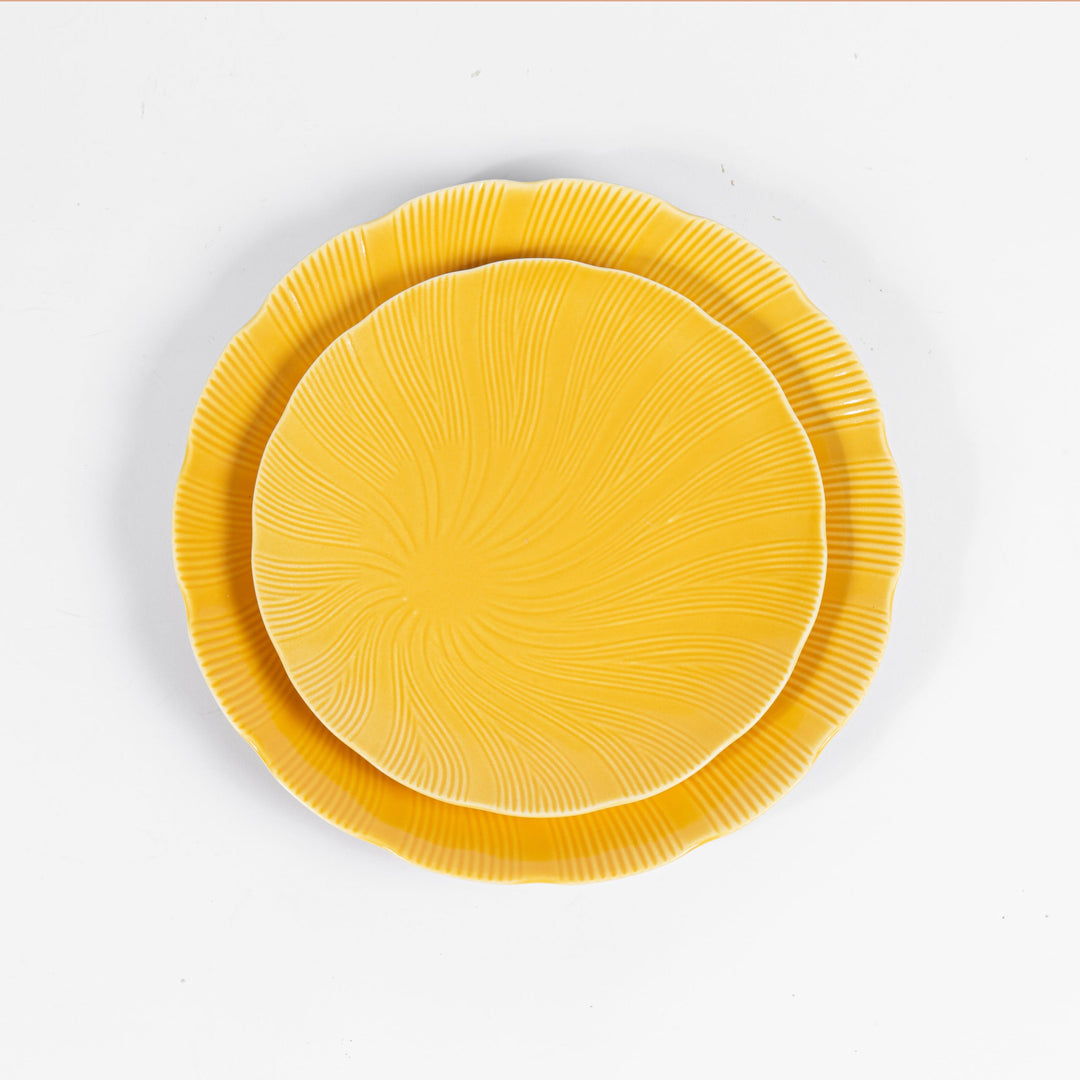 L'assiette plate en porcelaine Tahiti - Jaune