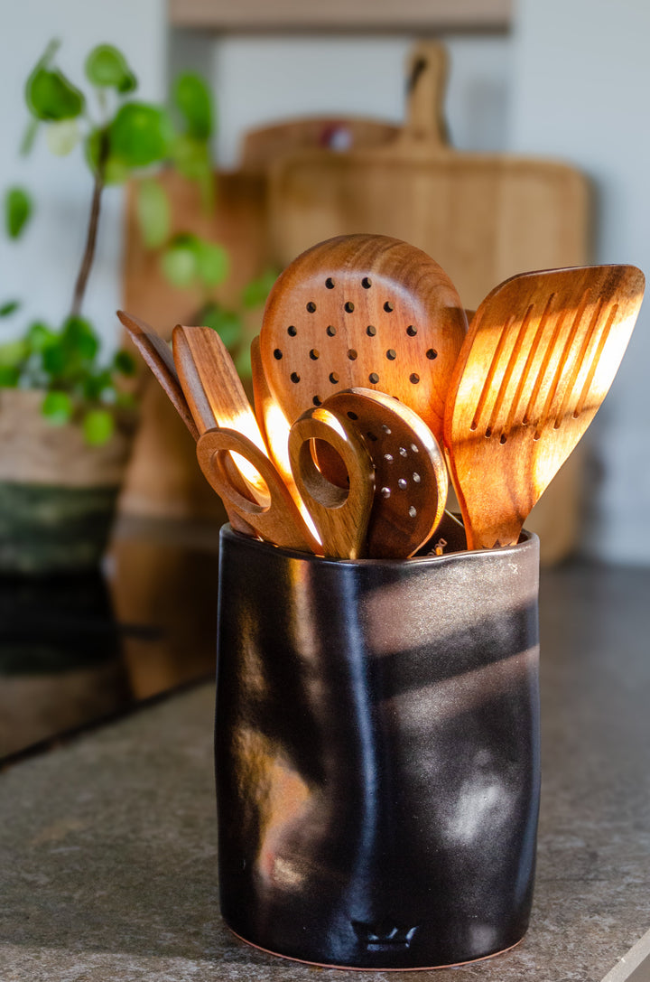 Dented Utensil Holder - Matte Black