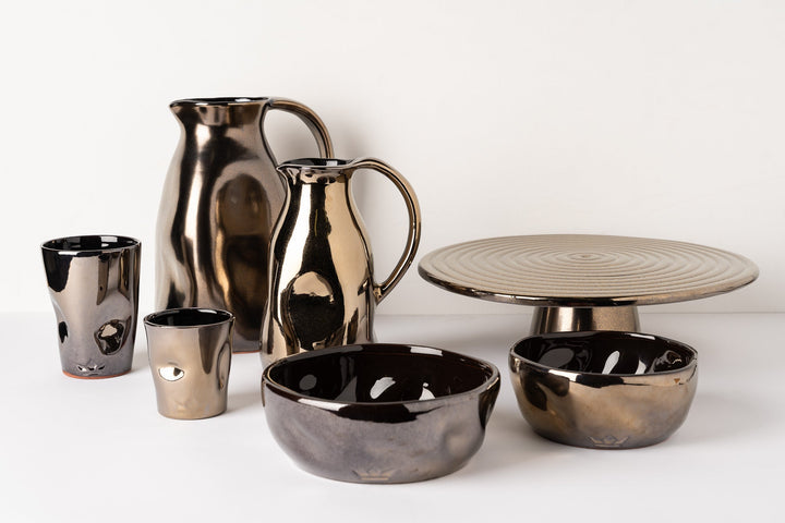 Bol bosselé - Large - set de 2 - Platine