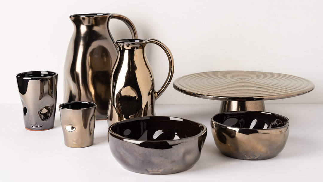 Bol bosselé - Large - set de 2 - Platine