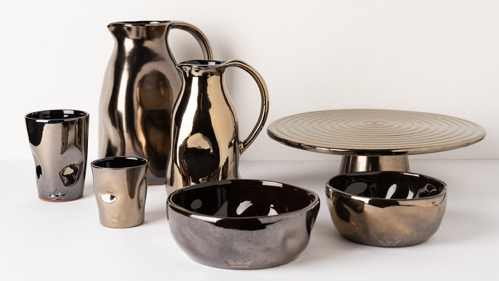 Bol bosselé - Large - set de 2 - Platine